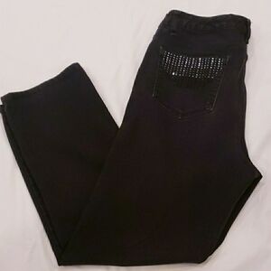 Black Jeans With Sparkle Detailed Back Pockets by Jones New York Jeans Size: 12